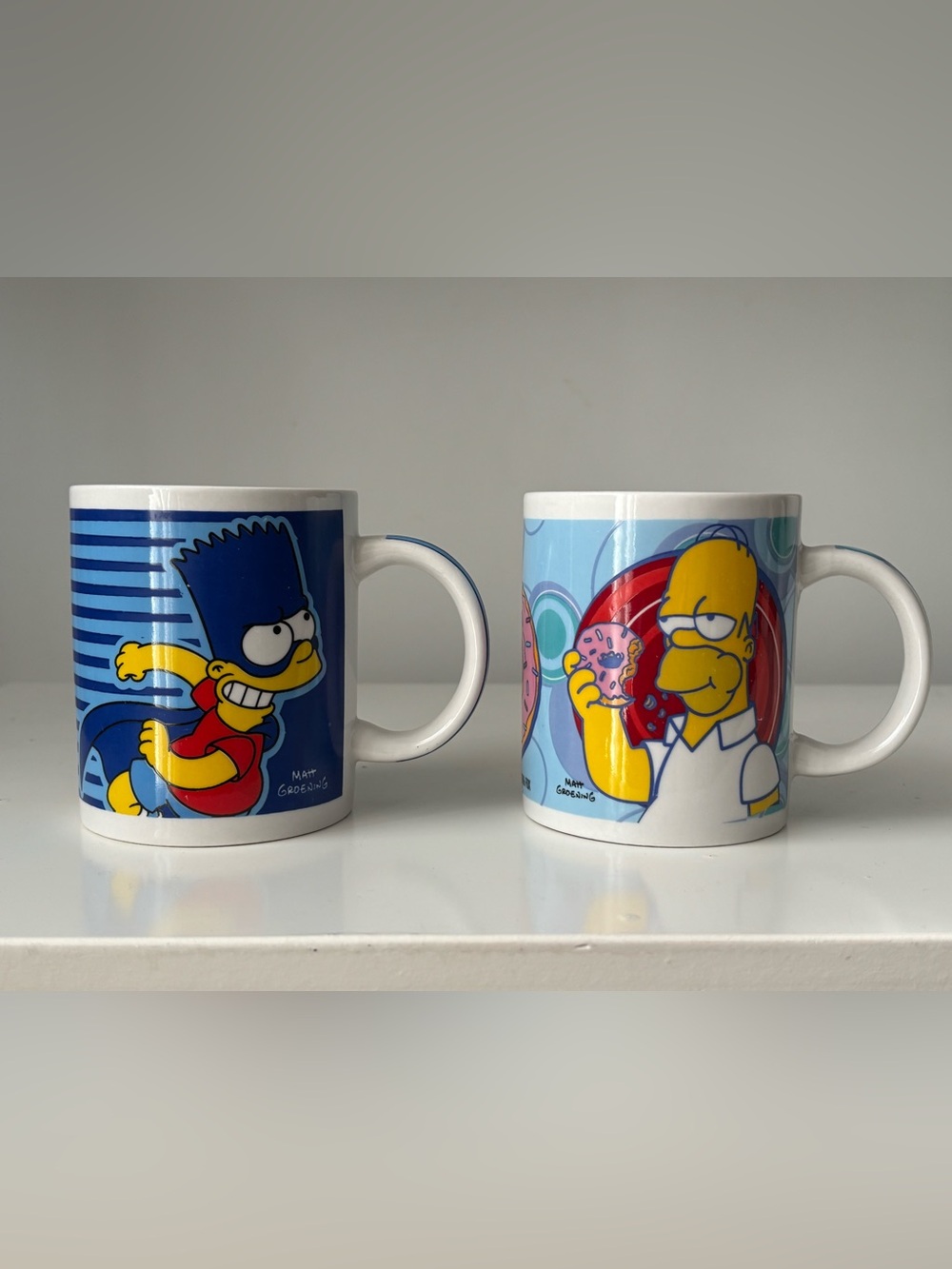 Vintage The Simpsons Ceramic Mug Set Bart & Homer Matt Groening